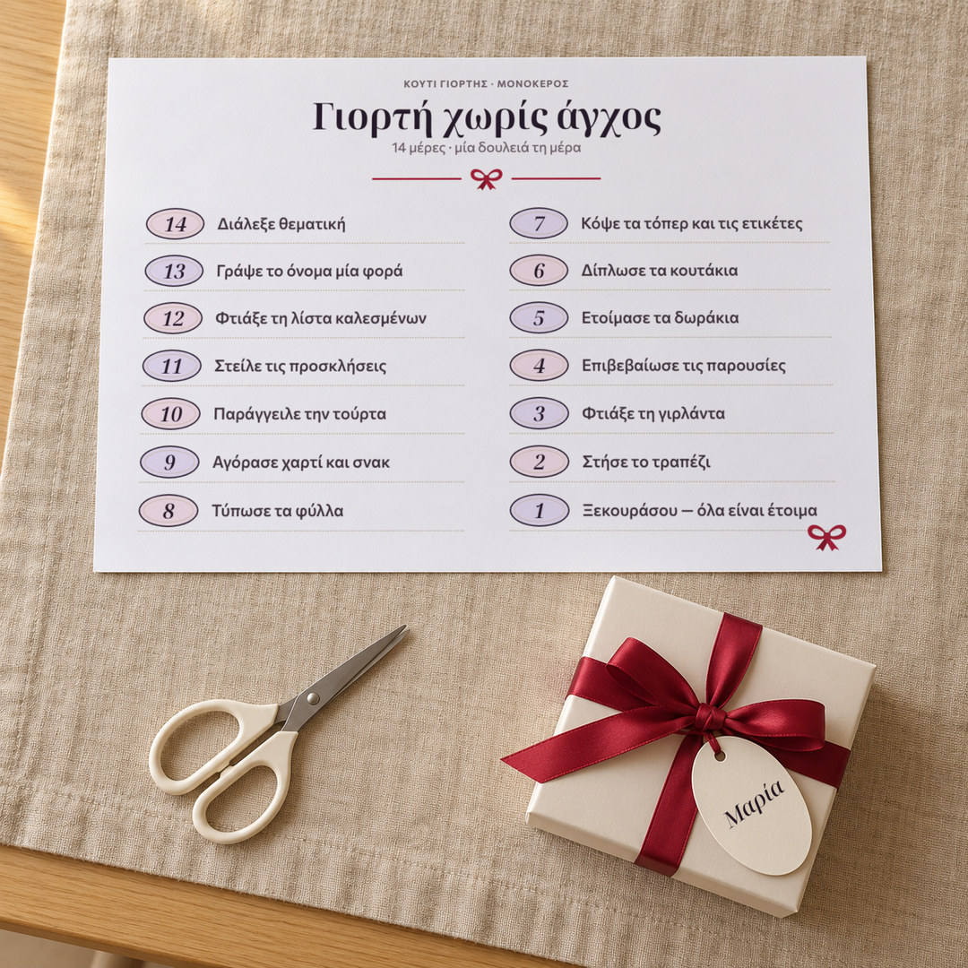 Ημερολόγιο 14 ημερών για το πάρτι